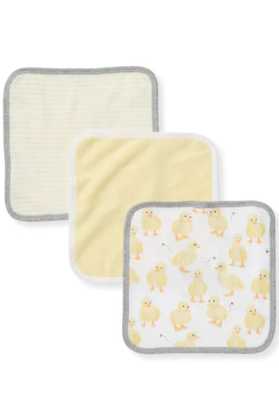 baby organic cotton 3 washcloths ducks