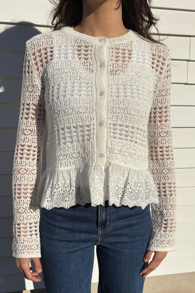 lace hem cardigan