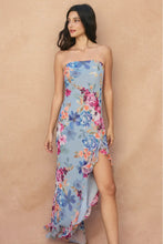 Load image into Gallery viewer, strapless ruffle slit maxi dress
