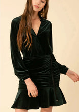 Load image into Gallery viewer, velvet cinch faux wrap dress
