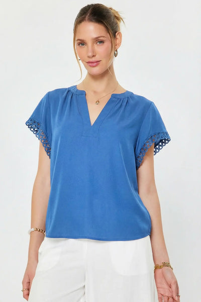 embroidered sleeve top