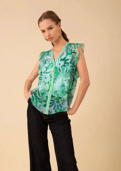 short sleeve print blouse + cami