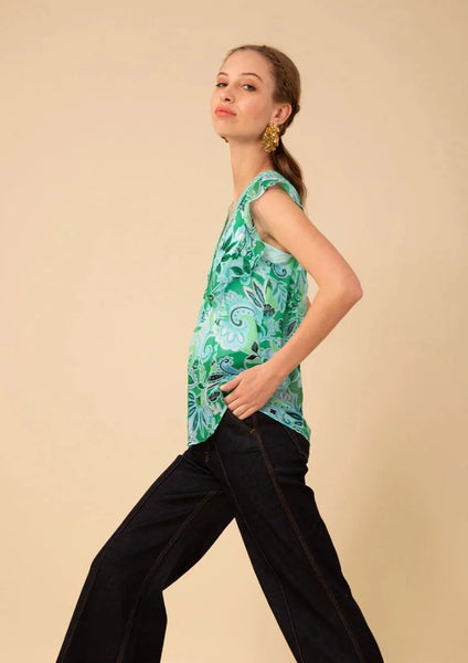 short sleeve print blouse + cami
