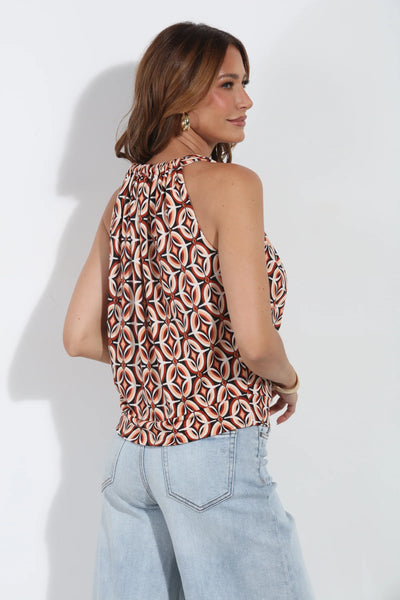 draped halter print top