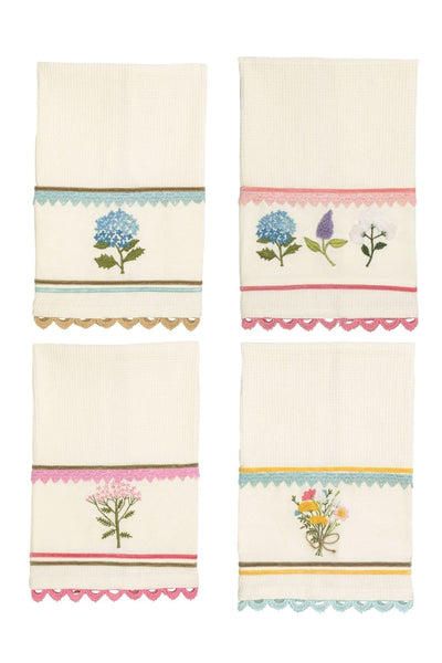 embroidered flower towel