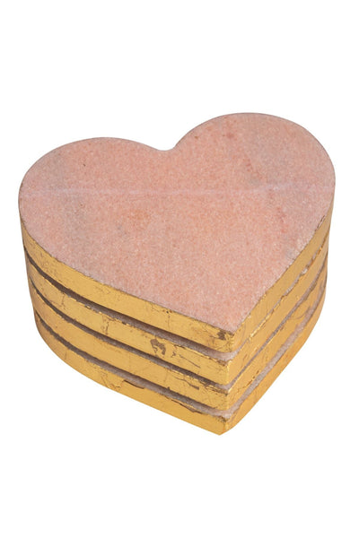 marble heart coaster set