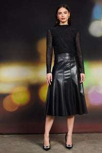 faux leather midi skirt