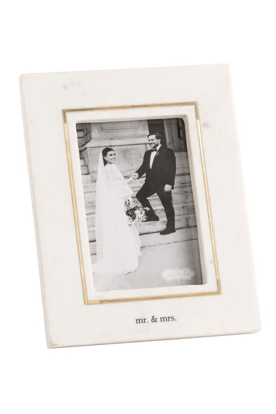 gold inlay marble Mr + Mrs frame