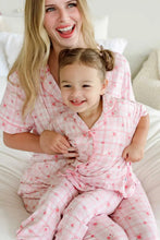 Load image into Gallery viewer, women`s 2 pc flare lounge set rose plaid
