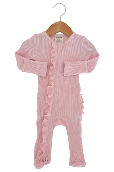 baby organic waffle ruffle footie