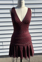 Load image into Gallery viewer, dot v neck ruched dress
