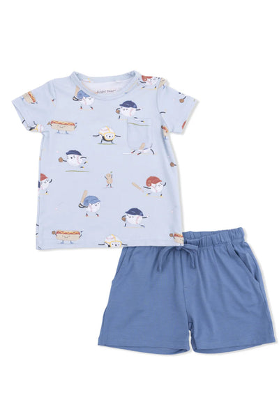 kids baseballs tee + short set