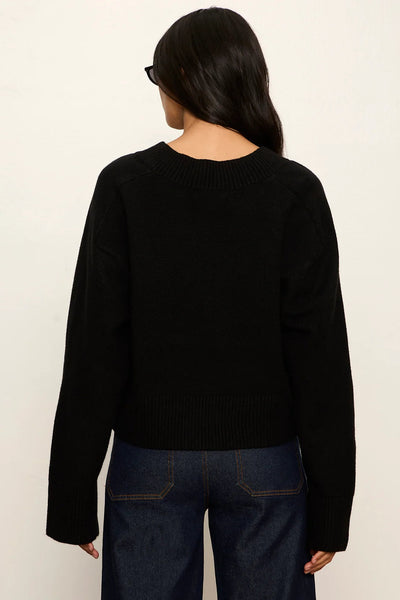 V Neck Rib Hem Sweater