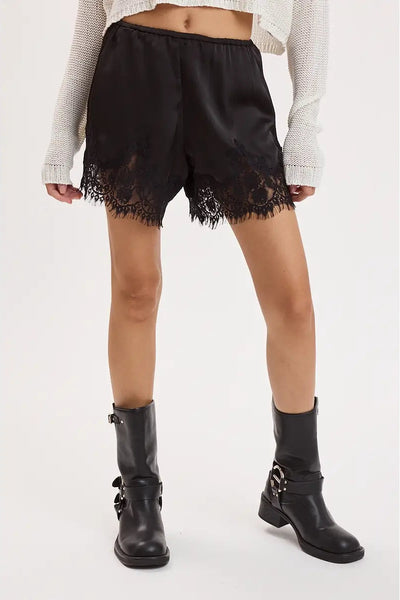 Silky Lace Hem Shorts