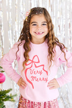 Load image into Gallery viewer, girls very merry bow sweatshirt
