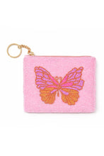 Load image into Gallery viewer, beaded zip pouch butterfly
