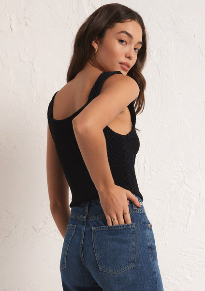 square neck scrunch knit tank