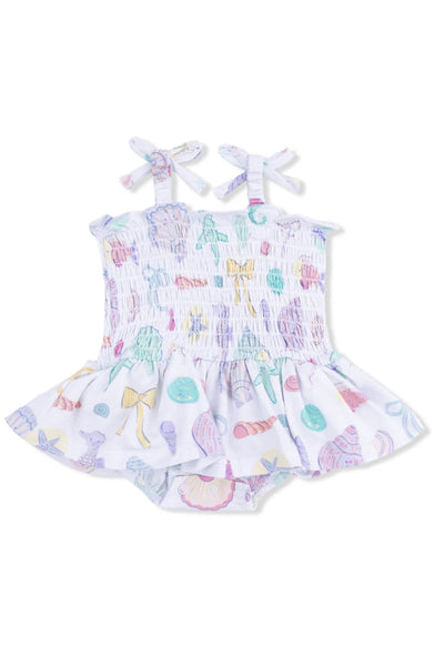 baby beach days smocked skirted bubble