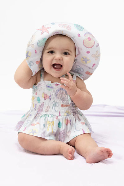 baby beach days smocked skirted bubble