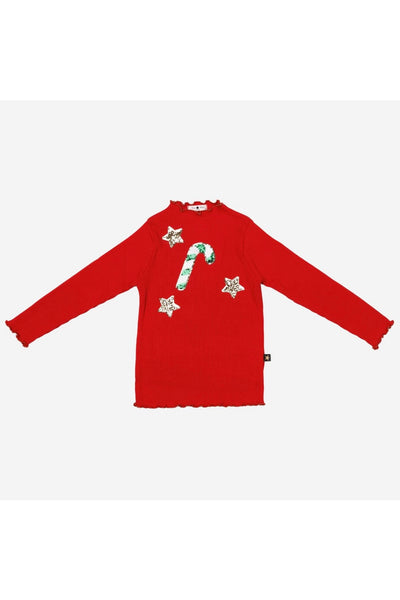 girls candy cane star rib top