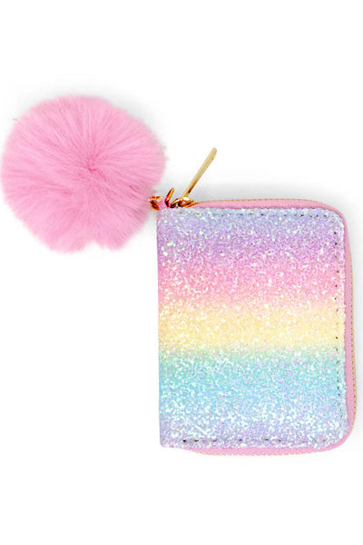 girls rainbow glitter wallet