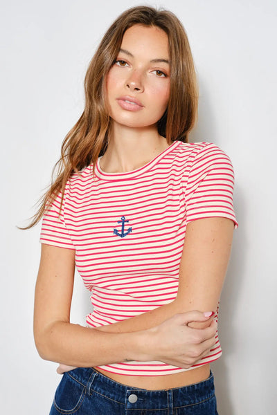 stripe anchor bead tee