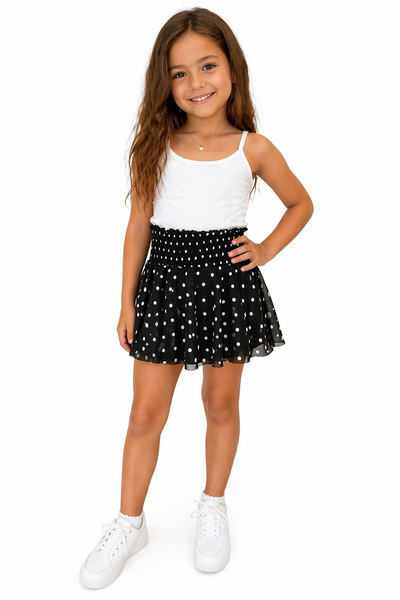 girls dot mesh skort