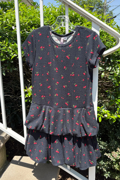 girls cherries tier bubble dress