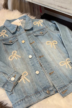Load image into Gallery viewer, girls bows denim jacket

