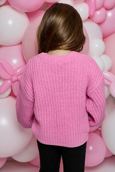 girls shimmer bow sweater