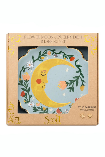 jewelry dish + earring -moon