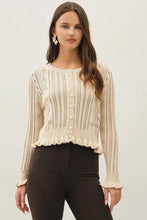 Load image into Gallery viewer, pointelle ruffle cardigan
