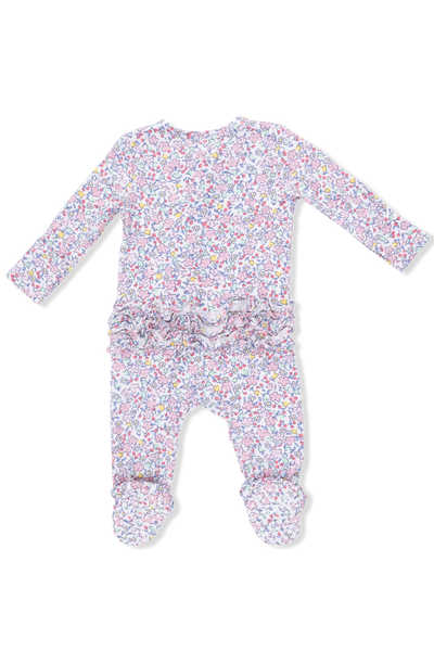 infant garden ruffle zipper footie