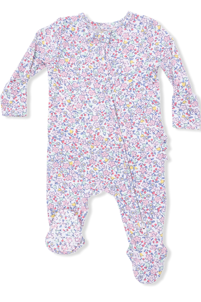 infant garden ruffle zipper footie