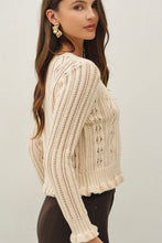 Load image into Gallery viewer, pointelle ruffle cardigan

