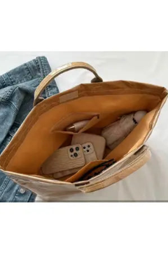 laminated gingham tote