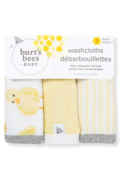 baby organic cotton 3 washcloths ducks