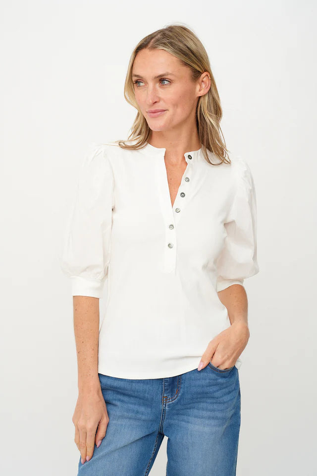 mixed media henley top
