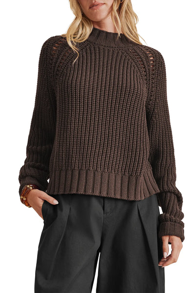 Mock Neck Raglan Detail Sweater