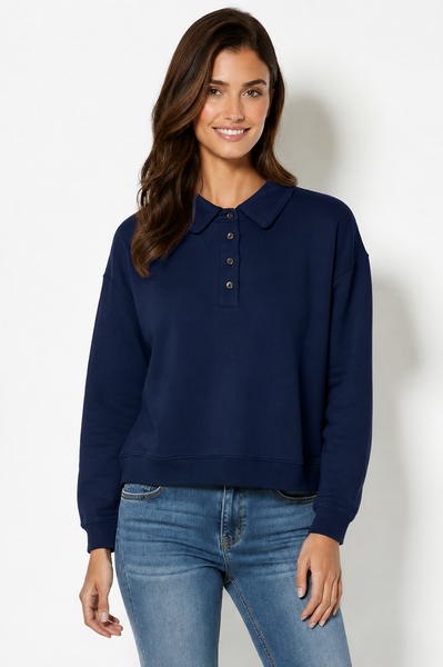 long sleeve collared sweatshirt
