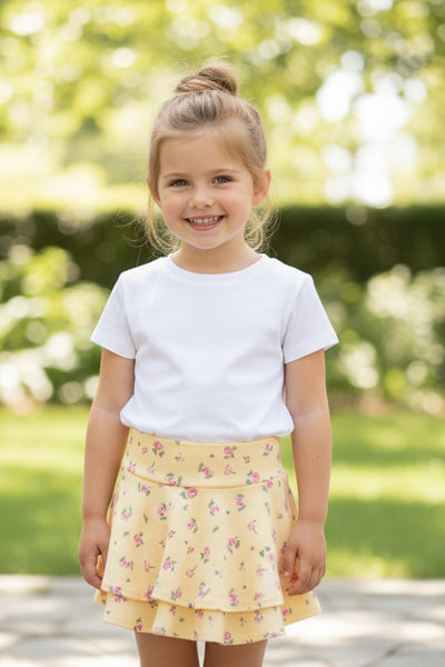 girls rib floral skort 