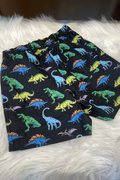 boys neon dino board short