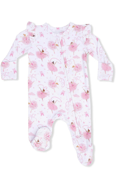infant ballerinas ruffle zipper footie