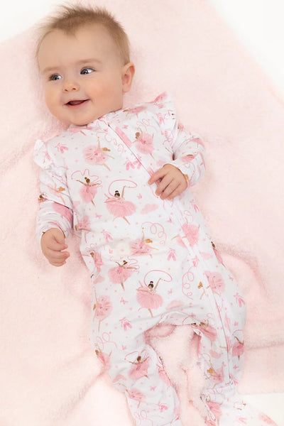 infant ballerinas ruffle zipper footie