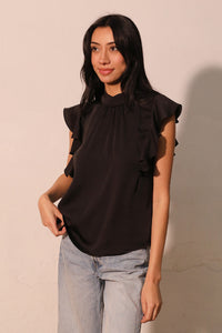 ruffle sleeve silky top