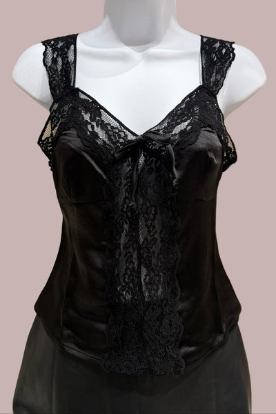 lace trim satin cami