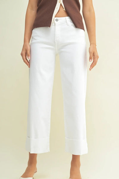 cut cuff slim wide jean