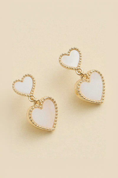 2 heart drop earring