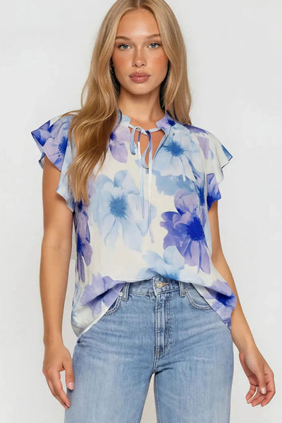 floral short sleeve blouse