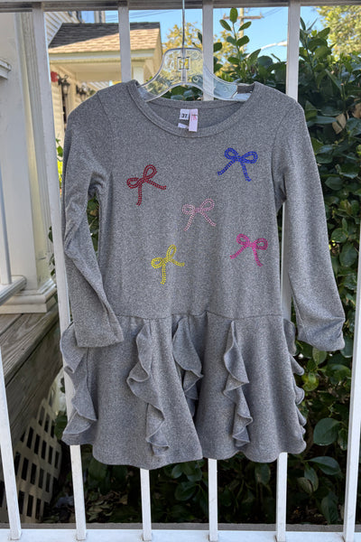 girls ruffle bows dress